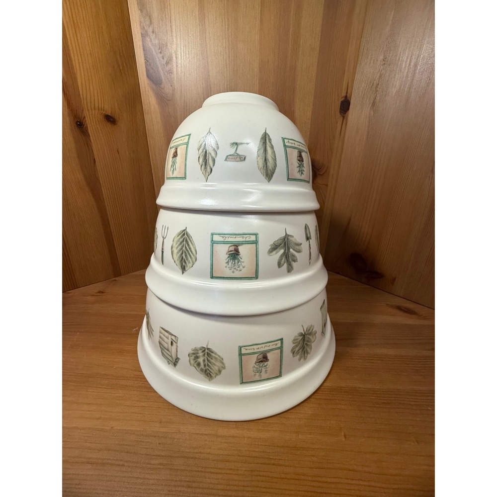 Pfaltzgraff Naturewood Nesting Mixing Bowl Set of 3 Stoneware USA